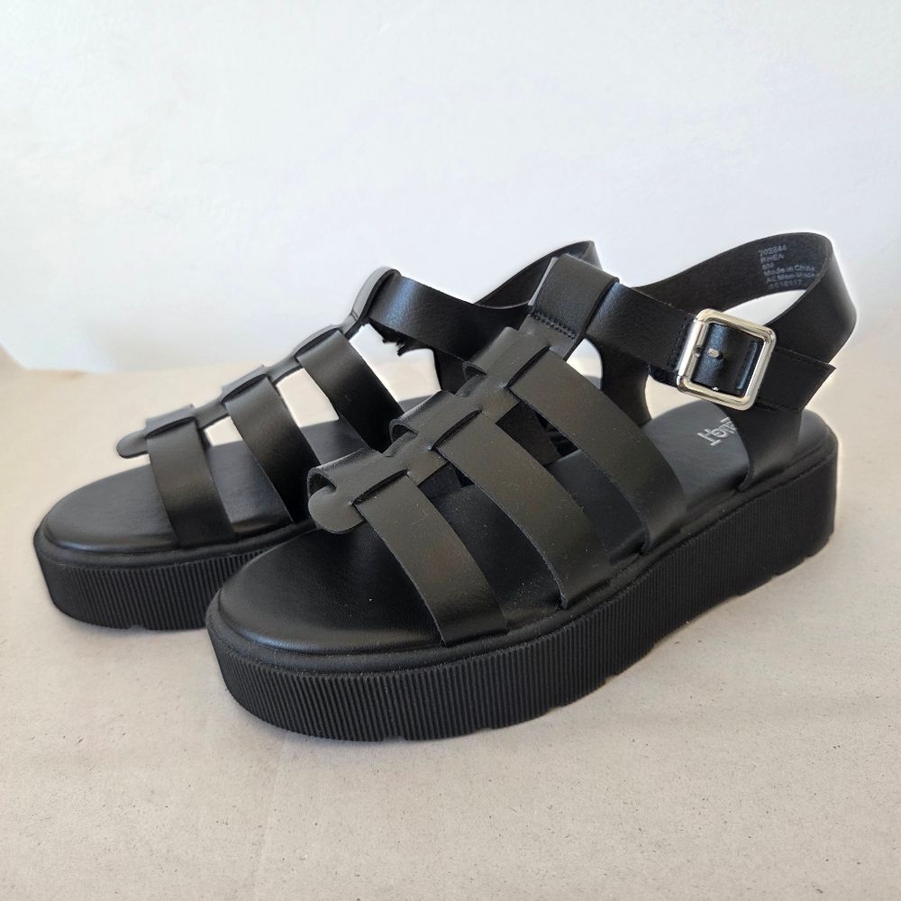 NEW Limelight Rhea Chunky Lug Sole Sandals Shoes Black Platform Y2K 90s Size 8